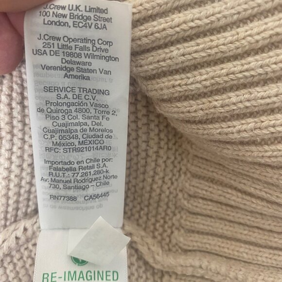 J.Crew Chunky Wool Blend Turtleneck Sweater Womens L Beige Tan Knit Neutral Mini - Picture 6 of 12